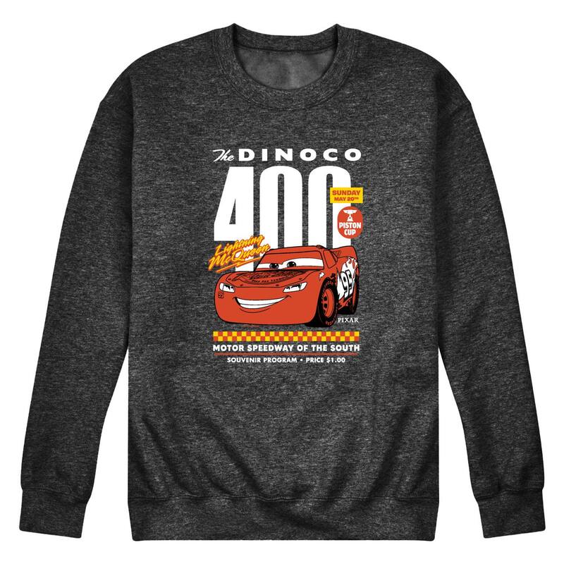 ウォルトディズニー ピクサー メンズ トップス ティーシャツ 流汗 フリース Men\u0027s Disney / Pixar\u0027s Cars Dinoco 400 Lightning McQueen Fleece Sweatshirt Heather Charcoal 暗灰色 Tシャツ・カットソー-トップス-メンズファッション
