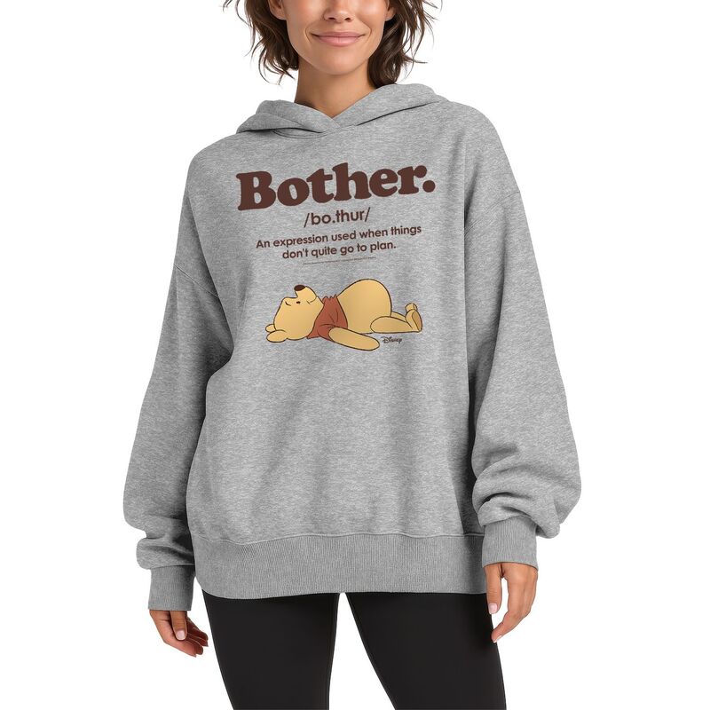 ディズニー レディース トップス Tシャツ スウェット フリース パーカー Women's Disney's Winnie The Pooh Bother Oversized Fleece Hoodie Sweatshirt Athletic Heather ヘザー|ReVida 店