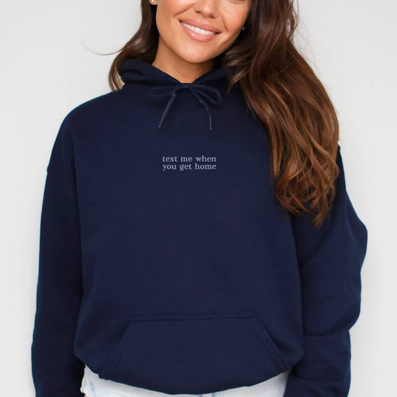 Simply Sage Market レディース トップス Tシャツ 刺繍 パーカー グラフィック Simply Sage Market Embroidered Text Me When You Get Home - Women's Graphic Hoodie True Navy ネイビー