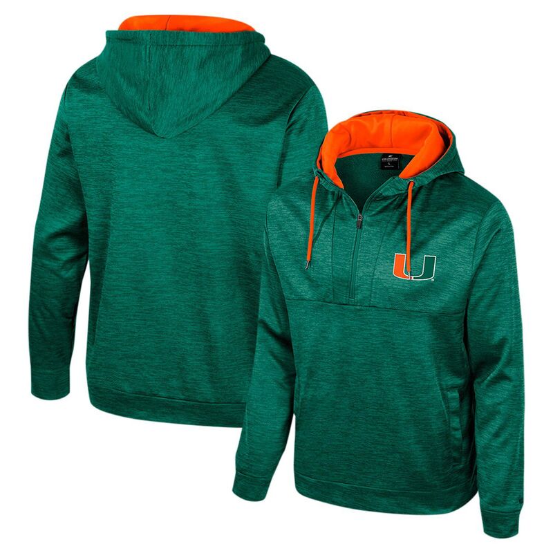 コロシアム メンズ トップス Tシャツ パーカー Men's Colosseum Green Miami Hurricanes Cypher Half-Zip Hoodie Mia Green グリーン