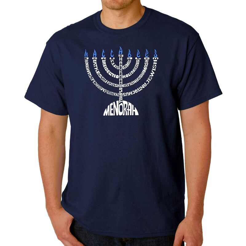 エルエーポップアート メンズ トップス ティーシャツ 天使の都市 Pop Art Menorah - Men\u0027s Word Art-shirt Navy 米国海軍 トップス-Tシャツ・カットソー-メンズファッション