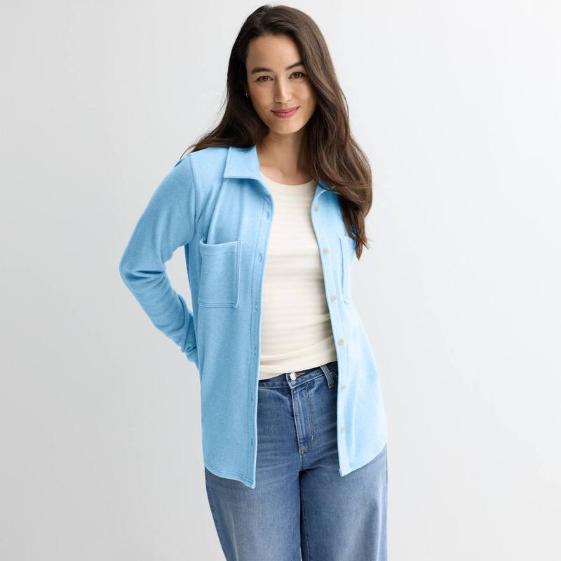 ソノマ レディース トップス シャツ プチ ニット Petite Sonoma Goods For Life Knit Shirt Light Blue Twill ブルー