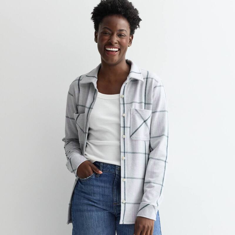 ソノマ レディース トップス シャツ プチ ニット Petite Sonoma Goods For Life Knit Shirt Powder Lilac Plaid ライラック