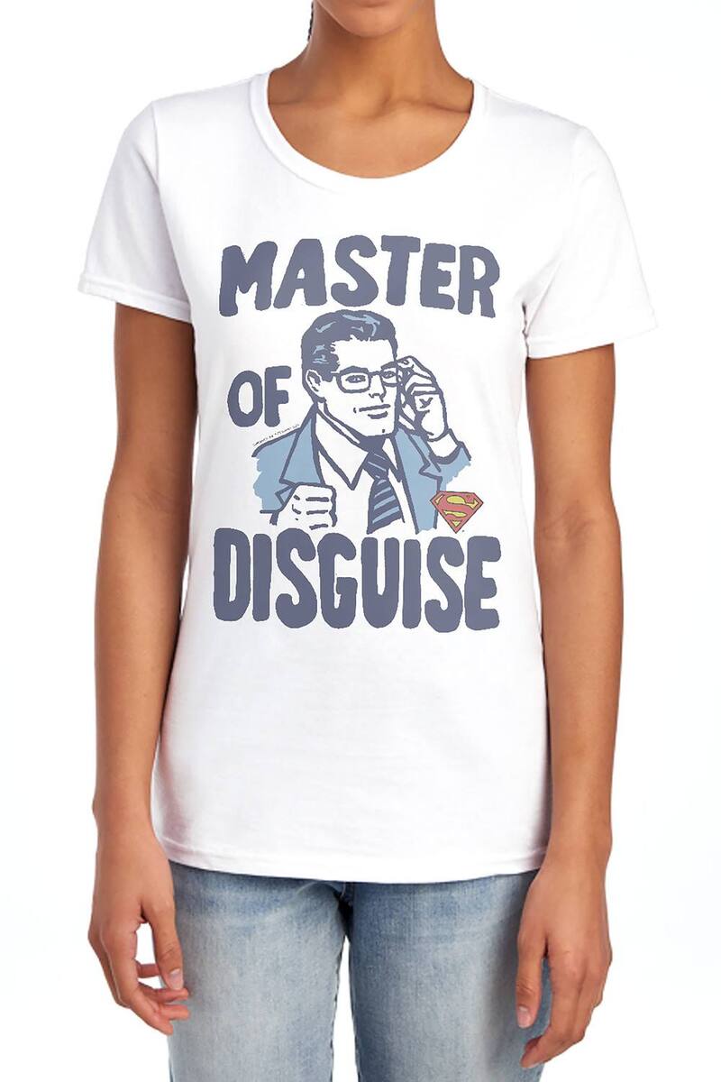 アニメキャラクター レディース トップス Tシャツ グラフィック Licensed Character Juniors' Superman Master of Disguise Graphic Tee White ホワイト