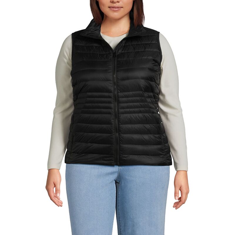 ランズエンド レディース アウター ジャケット・ブルゾン プラスサイズ ベスト ダウン Plusize Lands End Wanderweight Down Vest Black ブラック
