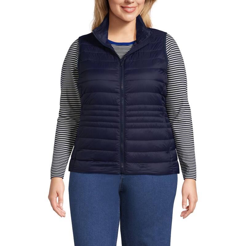 ランズエンド レディース アウター ジャケット・ブルゾン プラスサイズ ベスト ダウン Plusize Lands End Wanderweight Down Vest Deep Sea Navy ネイビー