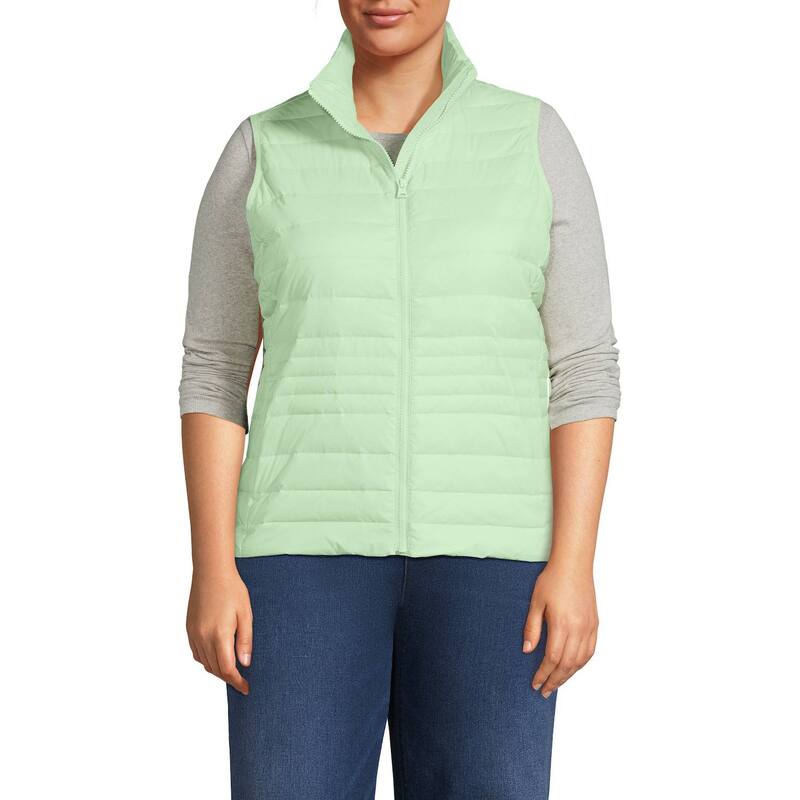 ランズエンド レディース アウター ジャケット・ブルゾン プラスサイズ ベスト ダウン Plusize Lands End Wanderweight Down Vest Icy Mint Green グリーン