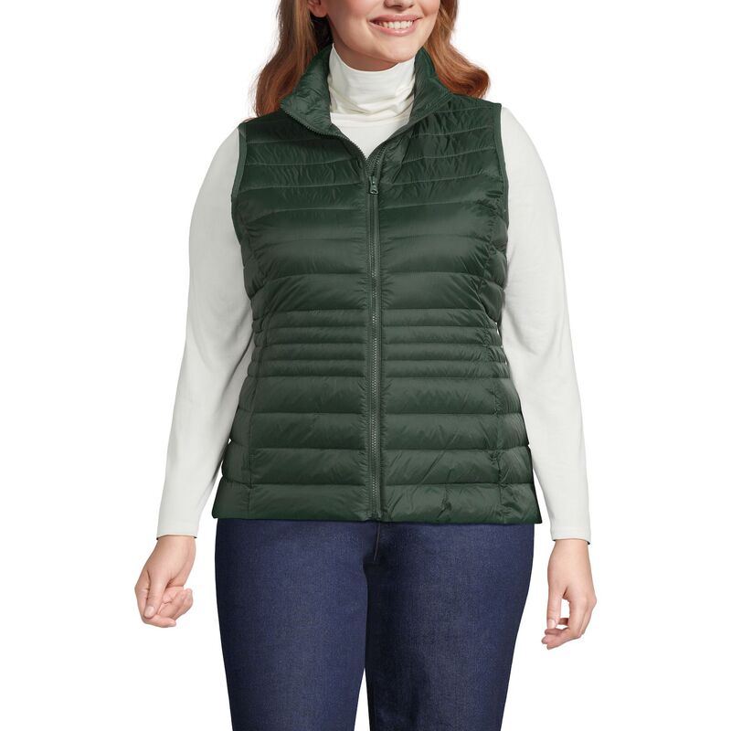ランズエンド レディース アウター ジャケット・ブルゾン プラスサイズ ベスト ダウン Plusize Lands' End Wanderweight Down Vest Woodland Forest フォレスト