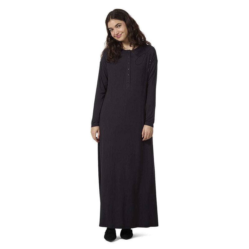 メモイ レディース アンダー御召しもの ナイト爵御召しもの MeMoi Women\u0027s Rhinestone-Bow-Trimmed Modal Blend Nightgown Black 黒いこと