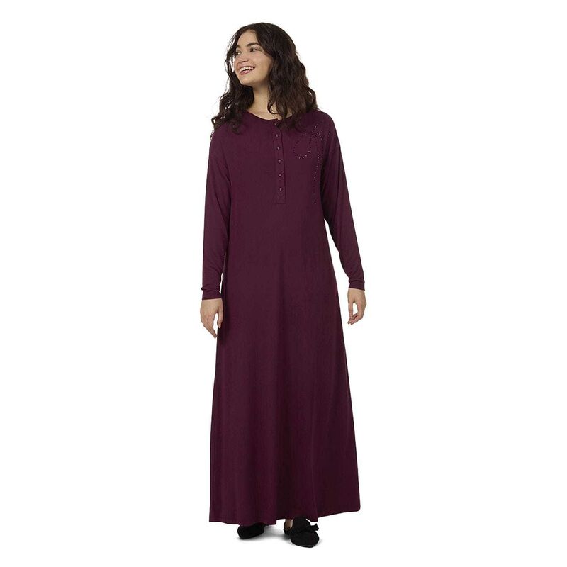 メモイ レディース アンダー御召しもの ナイト爵御召しもの MeMoi Women\u0027s Rhinestone-Bow-Trimmed Modal Blend Nightgown Fig
