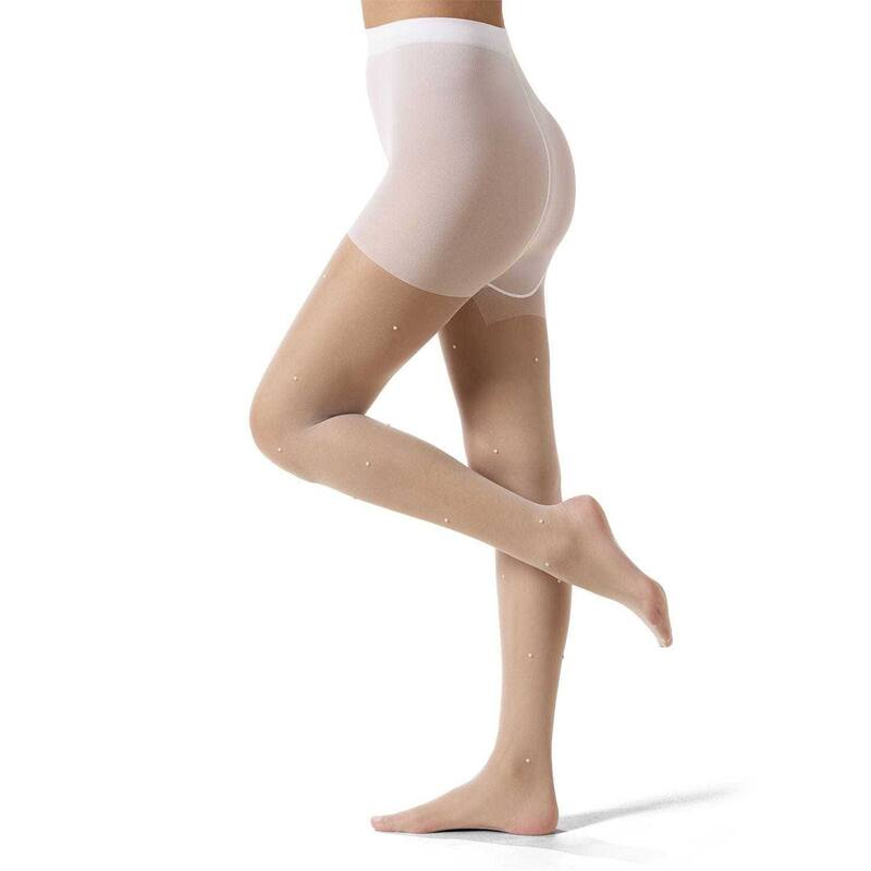 メモイ レディース アンダーウェア 靴下 シアー MeMoi Women'sheer All-Over Faux Pearl Trimmed Fashion Tights White ホワイト