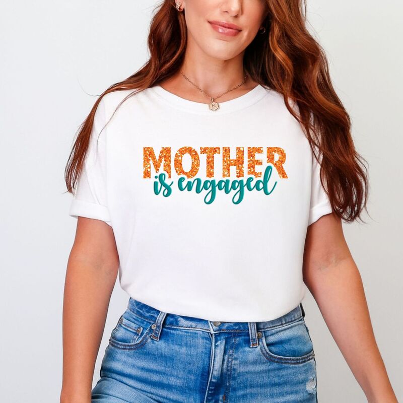 Simply Sage Market レディース トップス ティーシャツ Simply Sage Market Mother Is Engaged Puff/Glitter - Womens Garment Dyed Tee White 白いこと レディースファッション-Tシャツ・カットソー