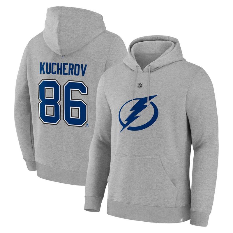 ファナティクス メンズ トップス Tシャツ パーカー Men's Fanatics Nikita Kucherov Steel Tampa Bay Lightning Authentic Stack Name & Number Hoodie Lgh Silver シルバー 16,265円