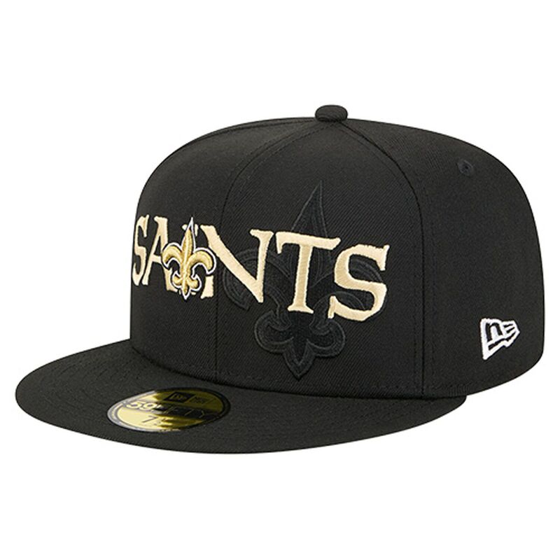 ニューエラ メンズ アクセサリー 帽子 Men's New Era Black New Orleansaints Overlap Wordmark 59FIFTY Fitted Hat Snt Black ブラック 9,436円