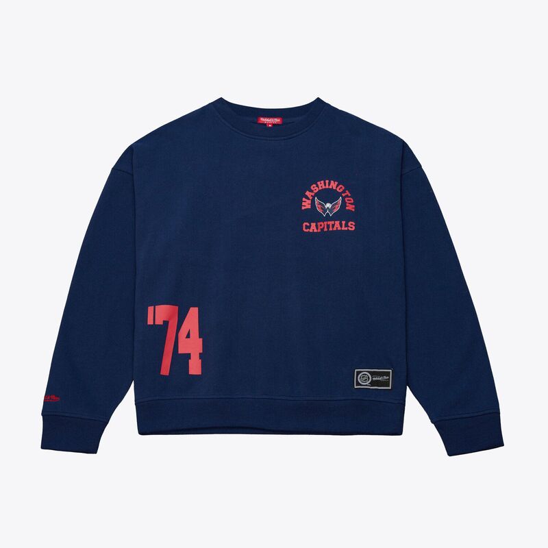 ミッチェル&ネス レディース トップス Tシャツ クルーネック スウェット キャップ Women's Mitchell & Ness Navy Washington Capitals Crewneck Sweatshirt Cap Navy ネイビー
