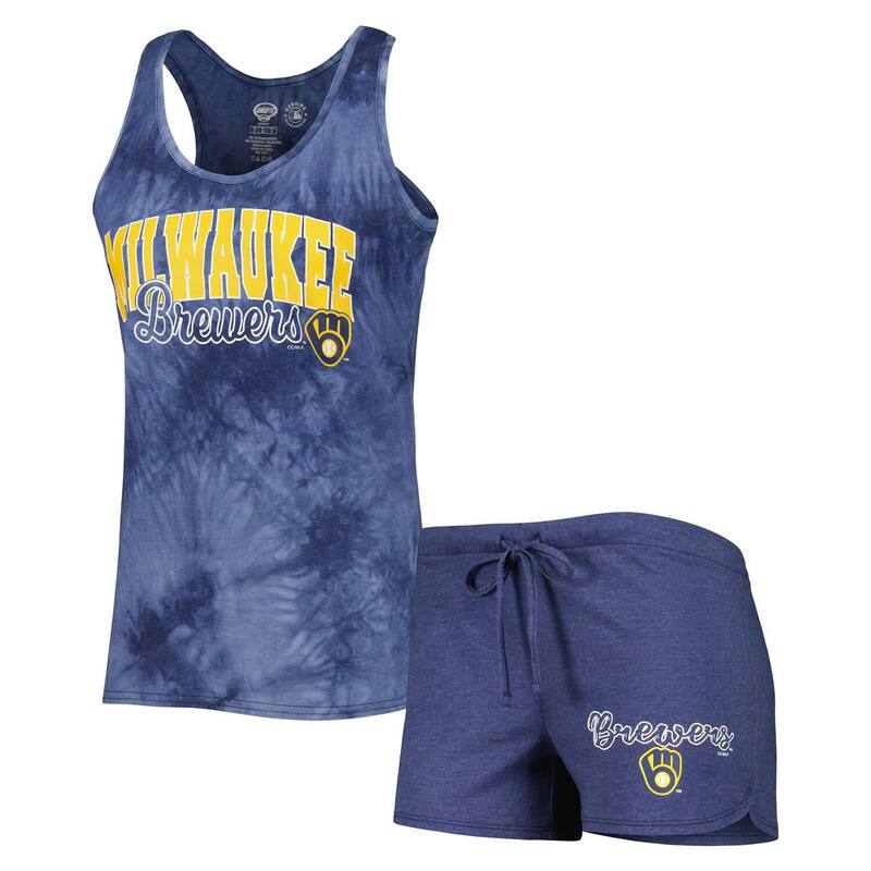 アンブランデッド レディース アンダーウェア ナイトウェア ショートパンツ Unbranded Women's Conceptsport Navy Milwaukee Brewers Billboard Racerback Tank Top & Shortsleep Set Brw Navy ネイビー