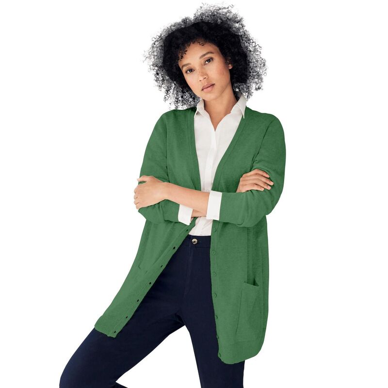Ellos レディース アウター 編み物・プルオーバー 付け加える大いさ ジレー ellos Plusize Boyfriend Cardigan Forest Jade フォレスト セーター-レディースファッション-ニット・セーター