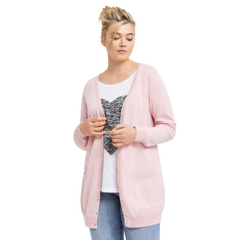 Ellos レディース アウター 編み物・プルオーバー 付け加える大いさ ジレー ellos Plusize Boyfriend Cardigan Pink Sherbert サクラ色 レディースファッション-ニット・セーター-トップス