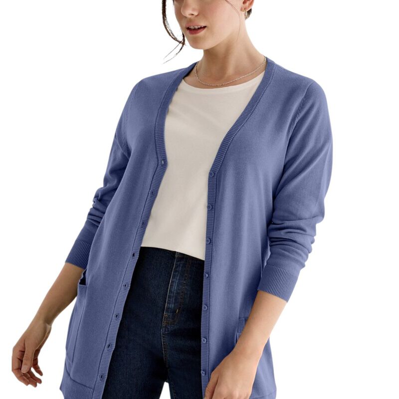 Ellos レディース アウター 編み物・プルオーバー 付け加える大いさ ジレー ellos Plusize Boyfriend Cardigan Slate Blue スレート トップス-ニット・セーター