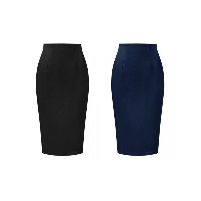 アレグラ ケー レディース ボトムスカート ハイウエスト ALLEGRA K 2 Packs Women's Elegant Pencil Skirt High Waist Split Hem Work Bodycon Businesskirts Black Dark Blue ブラック