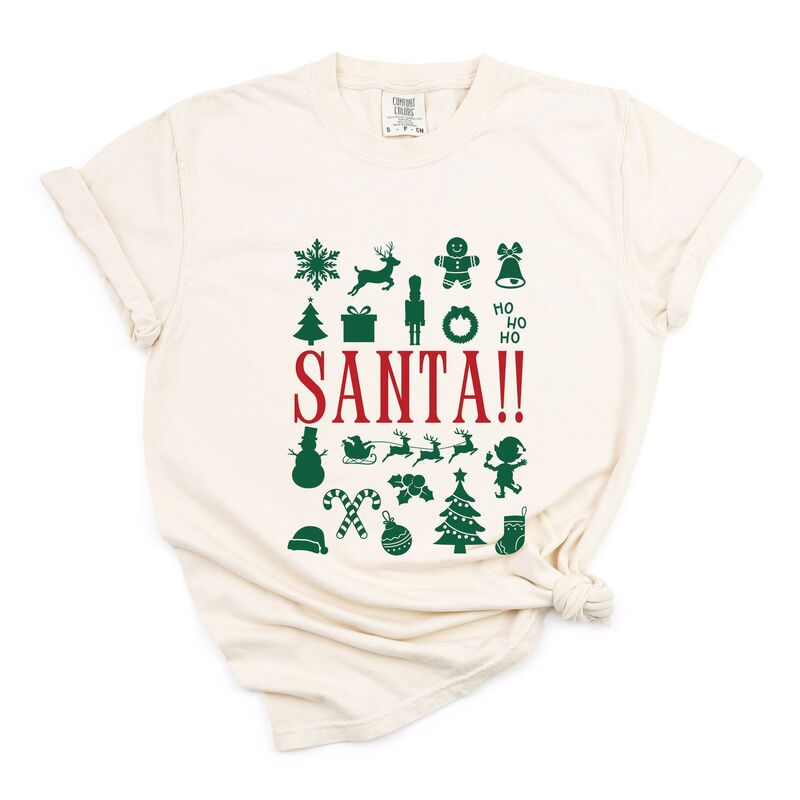 Simply Sage Market レディース トップス ティーシャツ Simply Sage Market Santa Christmas Icons - Womens Garment Dyed Tee Ivory 象牙色 トップス-Tシャツ・カットソー