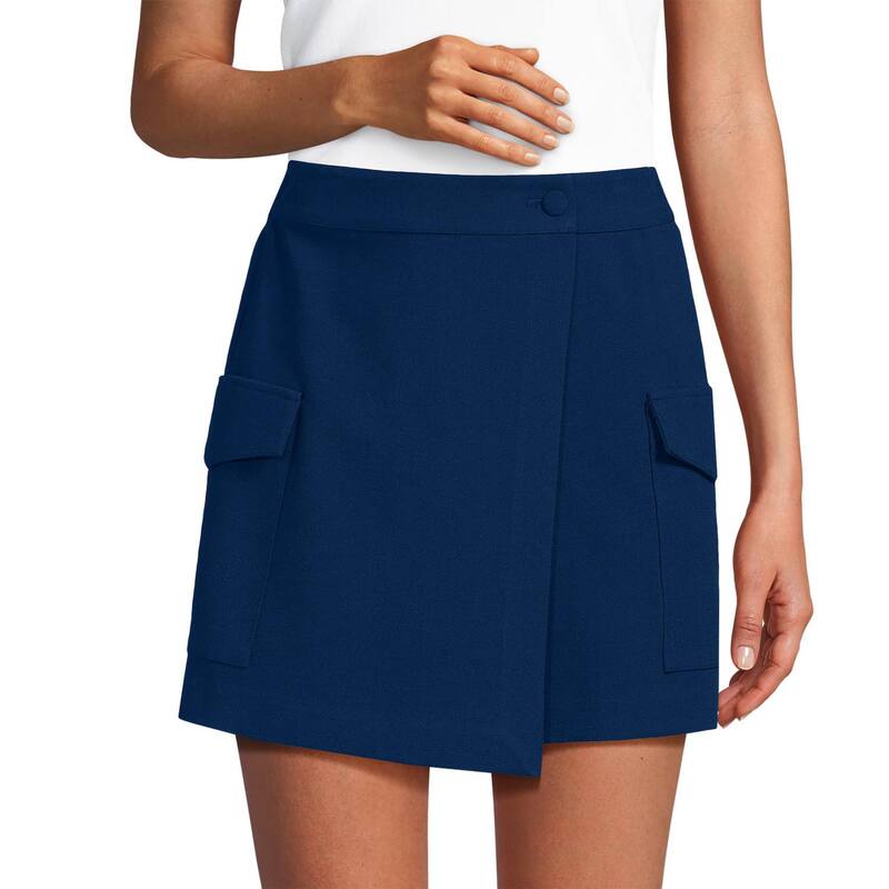 ランズエンド レディース ボトムスカート クレープ Women's Lands' End Crepe Above the Knee Skort Deep Sea Navy ネイビー｜ReVida 店