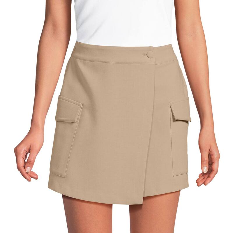 ランズエンド レディース ボトムスカート クレープ Women's Lands' End Crepe Above the Knee Skort Desertan タン｜ReVida 店