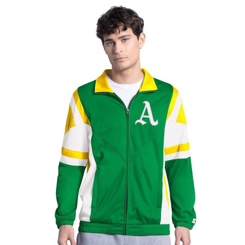 スターター メンズ アウター ジャケット・ブルゾン Men'starter Green/Gold Oakland Athletics Contender Tricot Full-Zip Track Jacket Oas Green グリーン