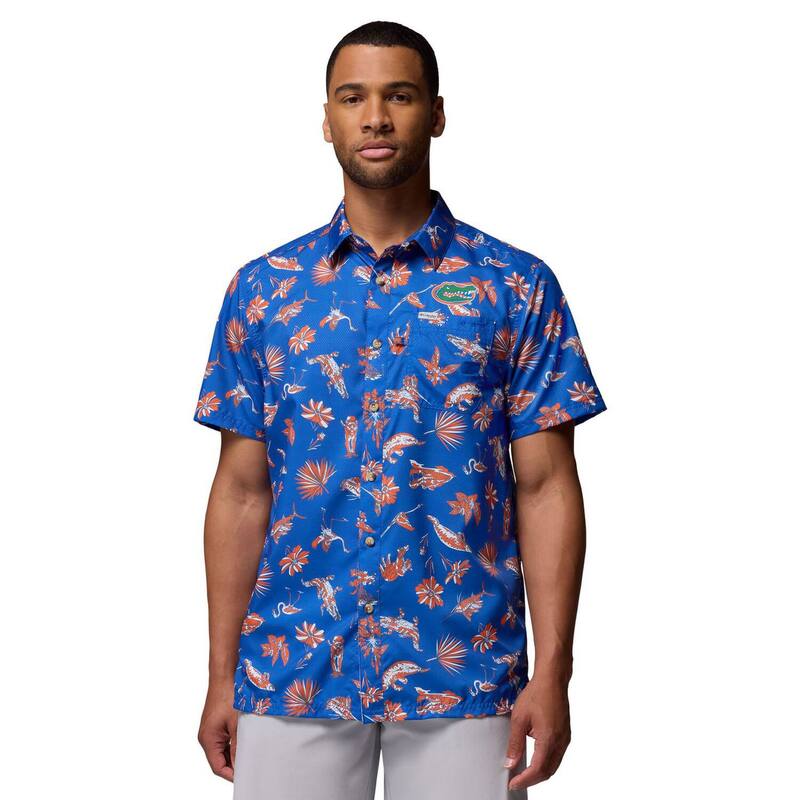 コロンビア メンズ トップス Tシャツ Men Columbia Royal Florida Gatorsuper Slack Tide Omni-Wick Button-Up Shirt Fld Blue ブルー
