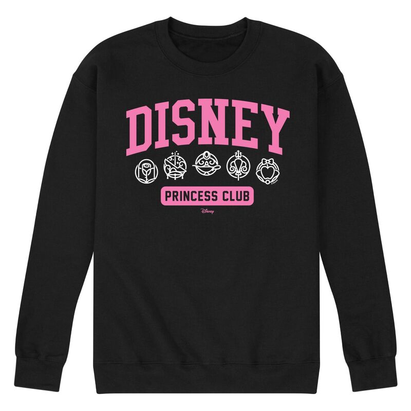 ウォルトディズニー メンズ トップス ティーシャツ 流汗 フリース Men\u0027s Disney Princess Collegiate Princess Club Fleece Sweatshirt Black 黒いこと メンズファッション-Tシャツ・カットソー-トップス