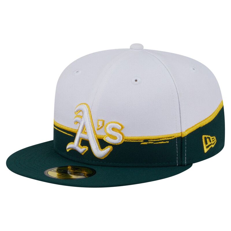 ニューエラ メンズ アクセサリー 帽子 Men's New Era Green/White Athletics Paint Stroke 59FIFTY Fitted Hat Oas Green グリーン