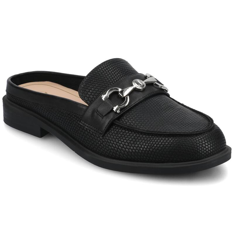 ジャーニー レディース シューズ サンダル ローファー Journee Rayla Women'slip-On Loafers With Bit Detail Black Lizard ブラック