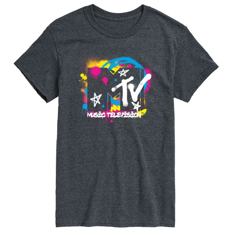 アニメキャラクター メンズ トップス Tシャツ トール ロゴ グラフィック Licensed Character Big & Tall MTV Spray Paint Logo Graphic Tee Heather Charcoal チャコール