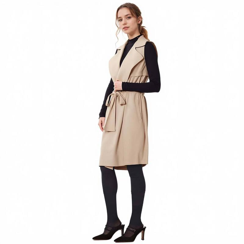 プレイオネ レディース アウター ジャケット・ブルゾン ベスト ノースリーブ Pleione Sleeveless Trench Vest Khaki カーキ