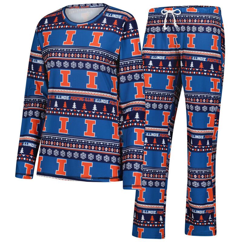 アンブランデッド レディース アンダーウェア ナイトウェア パンツ セーター Unbranded Women's Conceptsport Navy Illinois Fighting Illini Ugly Sweater Holiday Long Sleeve Top & Pantsleep Set Ill Navy ネイビー