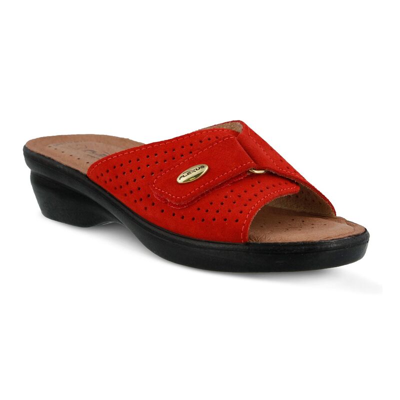 フレクサス レディース シューズ サンダル スエード Flexus by Spring Step Kea Women'suede Slide Sandals Red レッド｜ReVida 店