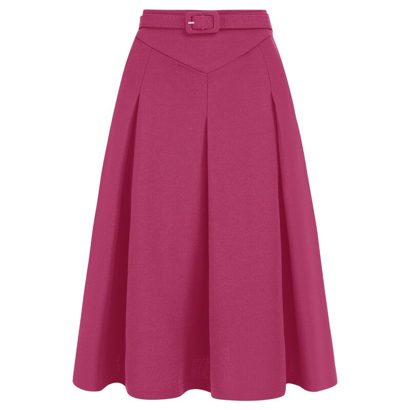 アレグラ ケー レディース ボトムスカート プリーツ ALLEGRA K Women's Casual Belted Waist Pleated Skater Short Skirts Fuschia フューシャ|ReVida 店