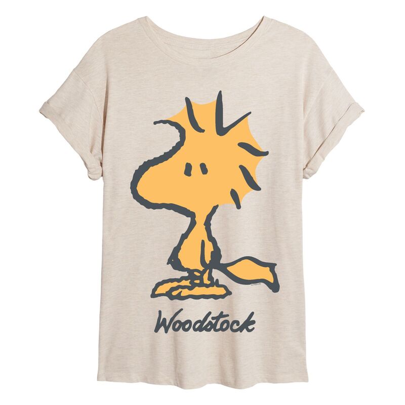 アニメキャラクター レディース トップス Tシャツ LICENSED CHARACTER Juniors' Peanuts Woodstock Oversized Tee Beige ベージュ
