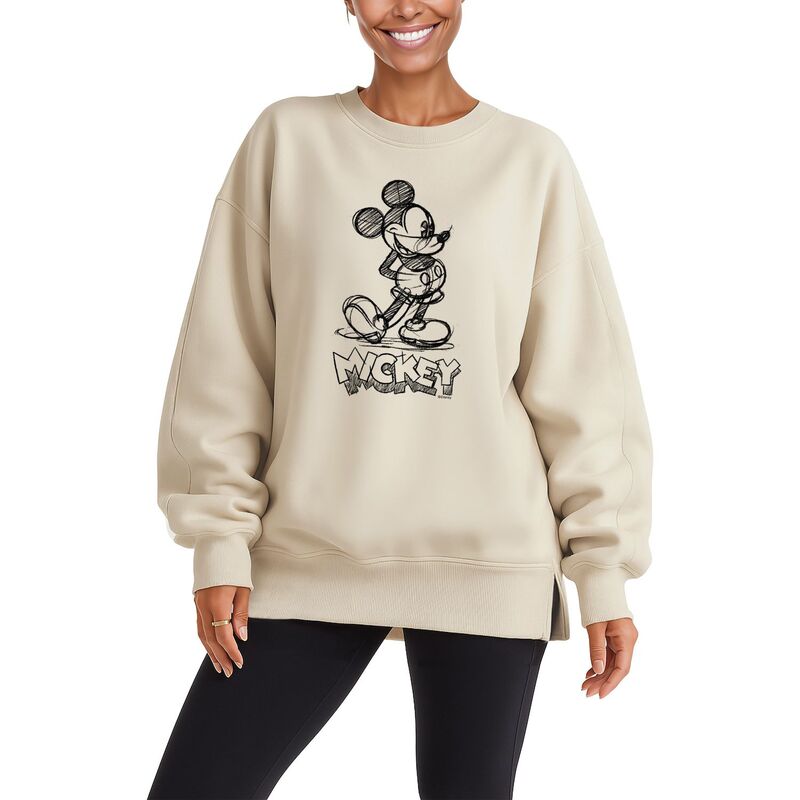 ディズニー レディース トップス Tシャツ スウェット フリース Women's Disney's Mickey Mouse Sketch Oversized Fleece Crew Sweatshirt Cream クリーム 12,056円