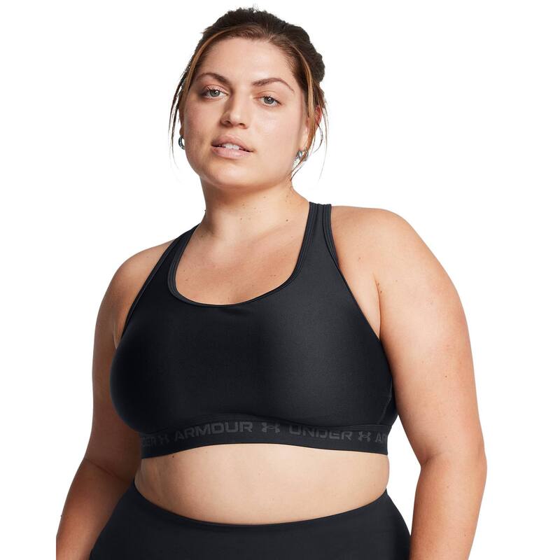 アンダーアーマー レディース アンダー御召しもの ブラ つけ加える大きさ Plusize Under Armour Crossback 2.0 Medium-Impact Sports Bra Black 黒いこと