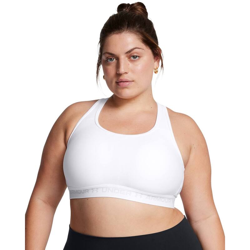 アンダーアーマー レディース アンダー御召しもの ブラ つけ加える大きさ Plusize Under Armour Crossback 2.0 Medium-Impact Sports Bra White 白いこと
