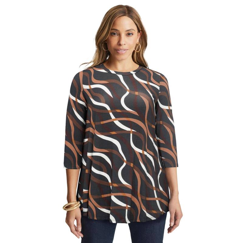 ジェシカ英国の首都 レディース トップス ティーシャツ 付け加える大いさ 編み物 Jessica London Women\u0027s Plusize Stretch Knit Swing Tunic Neutral Ribbon Tシャツ・カットソー-レディースファッション-トップス