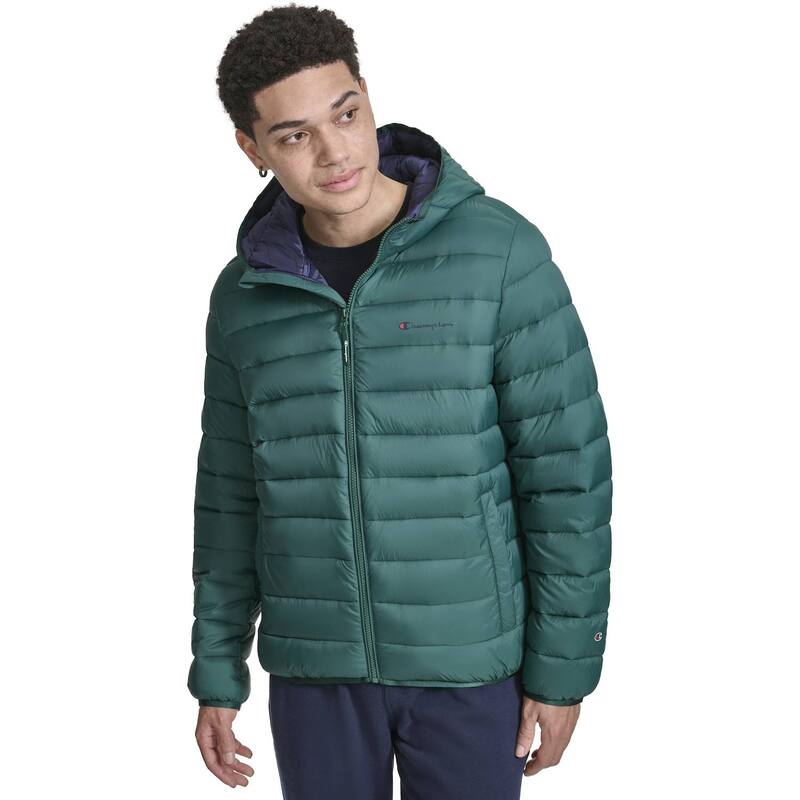 チャンピオン メンズ アウター ジャケット・ブルゾン Men's Champion Lightweight Puffer Jacket withood Rain Forest フォレスト｜ReVida 店
