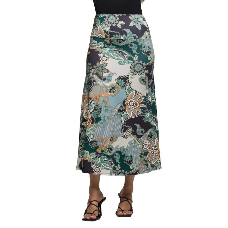 24 セブンコンフォート レディース ボトムスカート プリント マキシ Women's 24Seven Comfort Apparel Paisley Print Maxi Skirt Green Multi グリーン