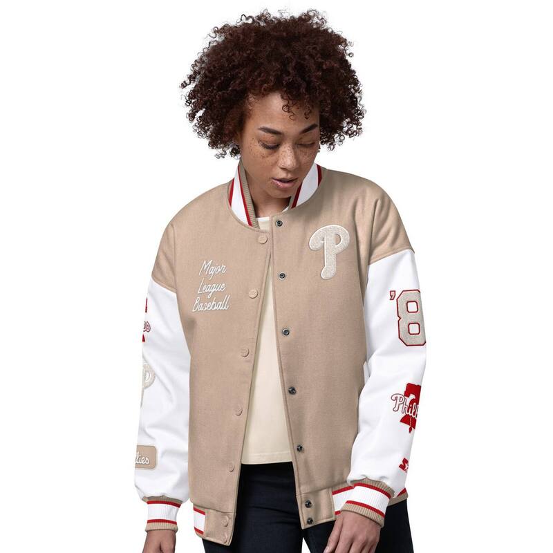 スターター レディース アウター ジャケット・ブルゾン Women'starter Sand Philadelphia Phillies Free Ball Varsity Jacket Phl Multi マルチカラー