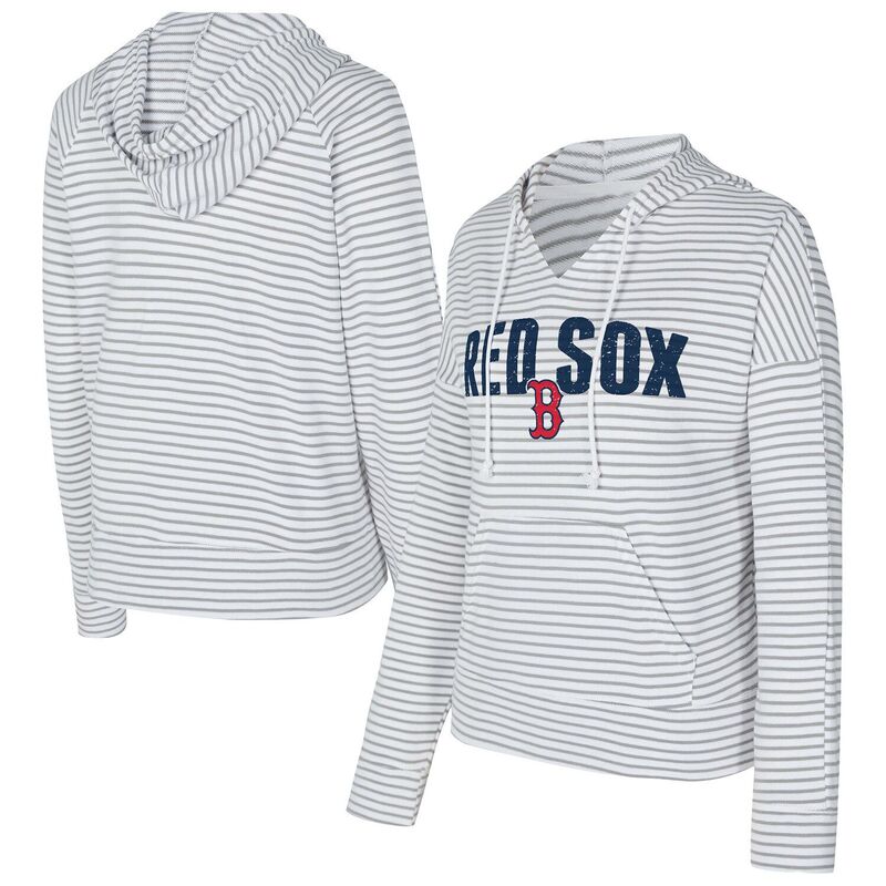 アンブランデッド レディース トップス Tシャツ Vネック パーカー Unbranded Women's Conceptsport White/Gray Boston Red Sox Liftoff Striped V-Neck Hoodie Rsx White ホワイト 10,765円