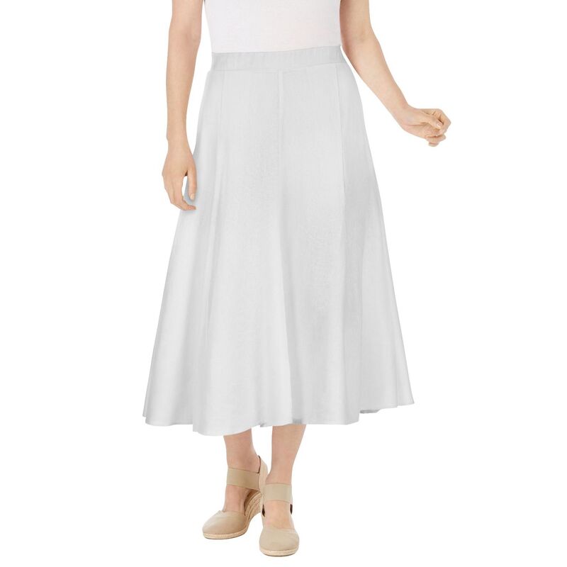 ウーマン ウィズイン レディース ボトムスカート プラスサイズ リネン Woman Within Plusize Linen-Blend Skirt White ホワイト