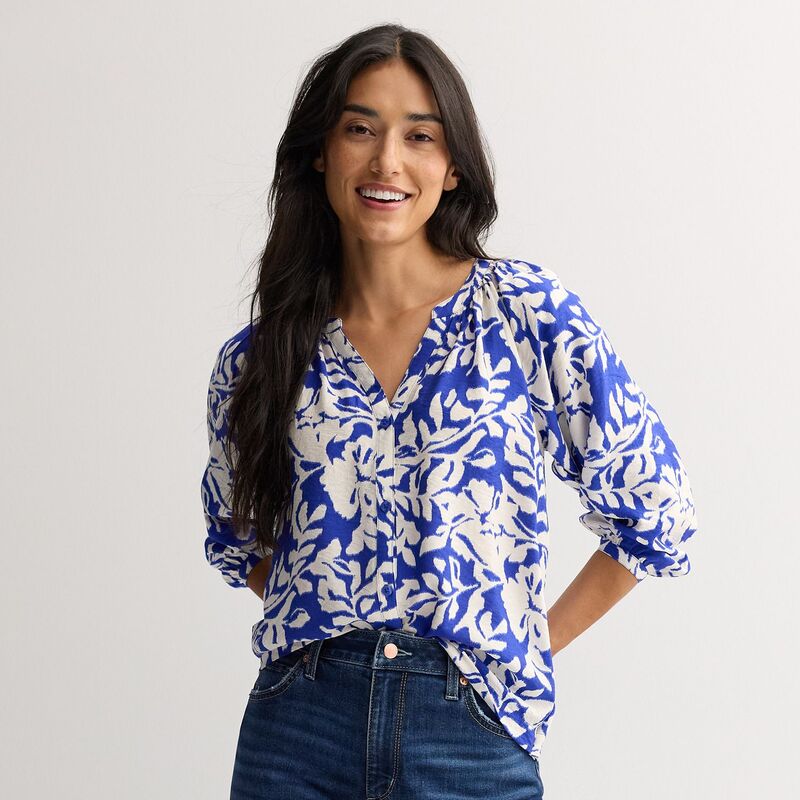 ソノマ レディース トップス シャツ Women'sonoma Goods For Life Button Upeasantop Blue Ikat Floral ブルー
