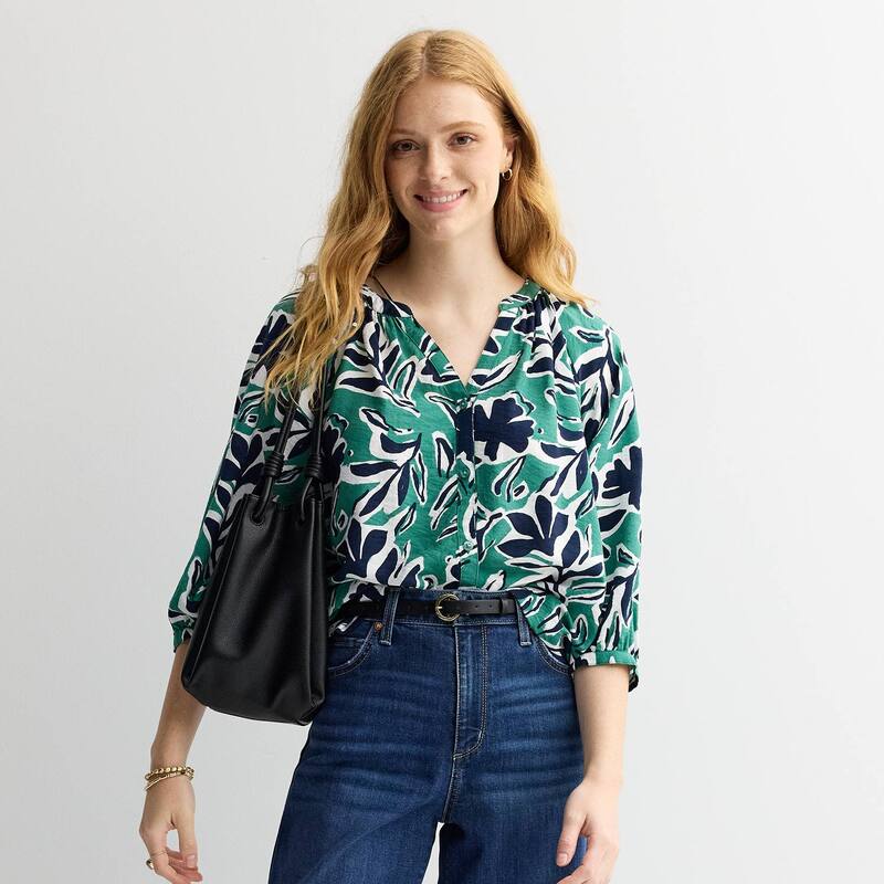 ソノマ レディース トップス シャツ Women'sonoma Goods For Life Button Upeasantop Green Big Floral グリーン 8,015円