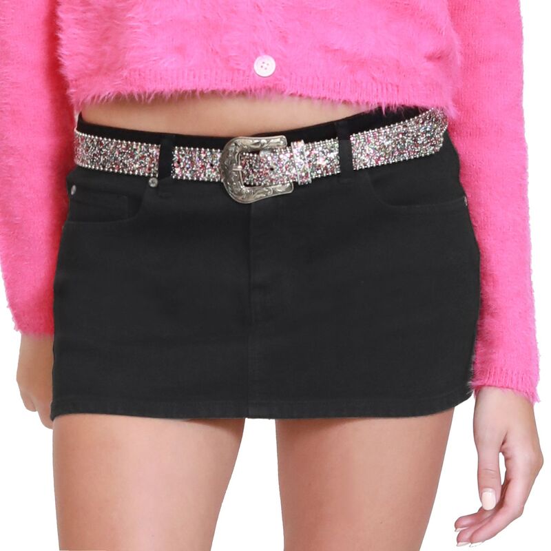 マッデンガール レディース ボトムスカート ミニ Juniors' madden girl Glitter Belted Mini Skirt Black ブラック